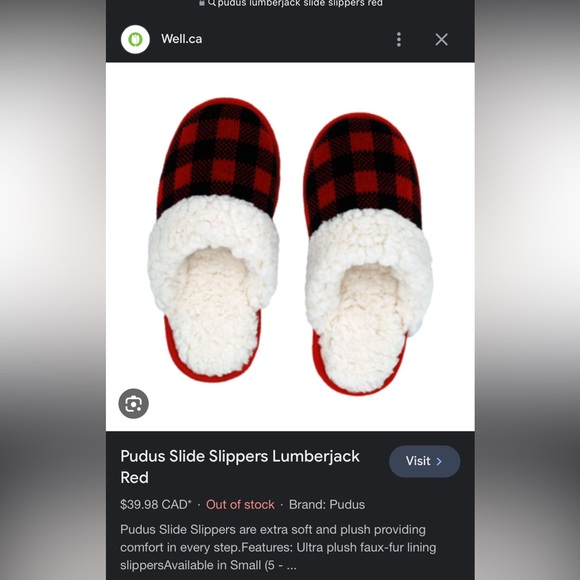 Pudus Memory foam lumberjack red slide slippers S(5-6.5) women’s - Picture 11 of 11